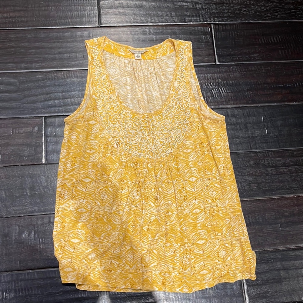 Beautiful lucky brand beaded mustard tank top